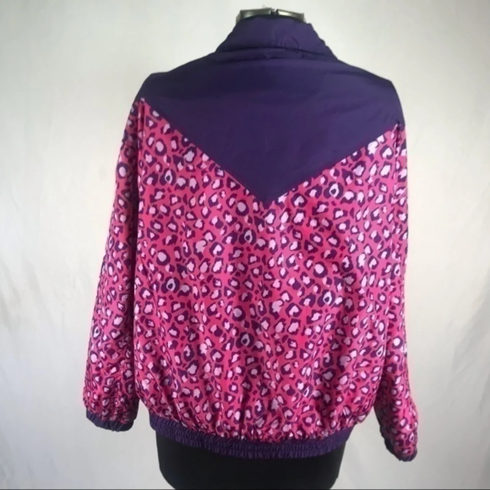 90’e Vintage ‘1 Sunset Lane’ Multicolor Leopard Print Windbreaker Jacket